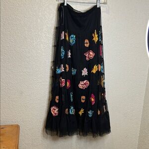 Floral Tulle Black Skirt